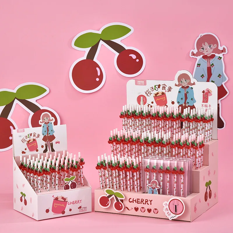 

36PCS Cherry army series cartoon fashion stationery pen Cherry students press Rollerball pen office supplies