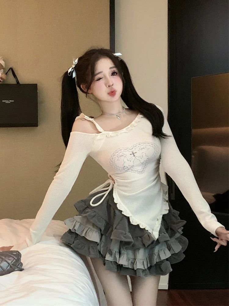 

Overweight Cake Short Skirt Set Early Autumn Fashion Ensemble 2023 Polyester Fabric Super Heavy Duty Polyester Material
