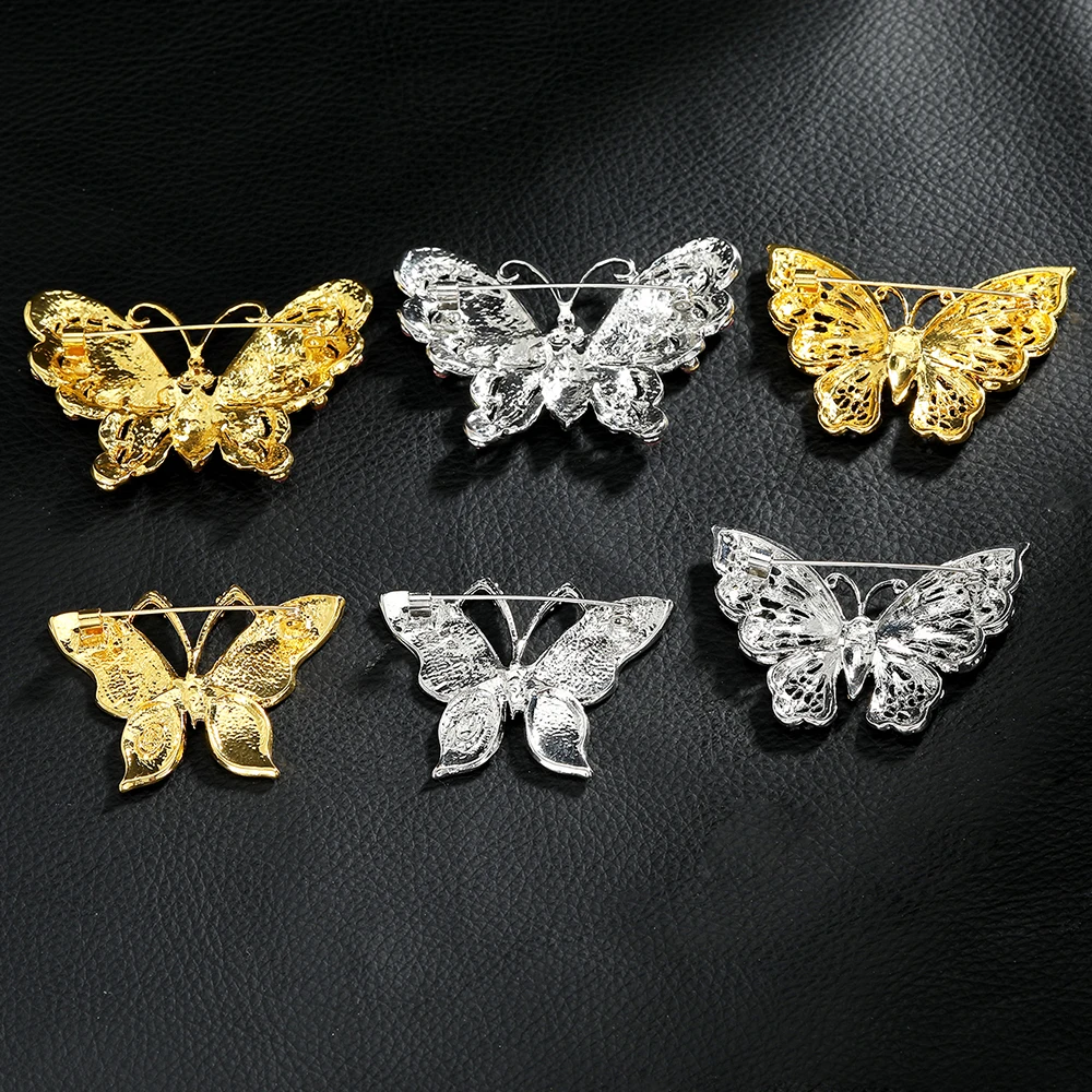 لطيف جميلة الجوف فراشة كريستال التلبيب دبابيس المبهر حجر الراين معبد المينا دبابيس للنساء المجوهرات بالجملة