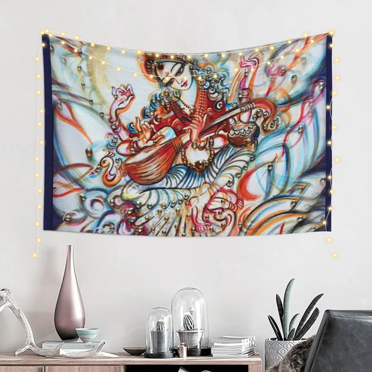 Saraswati in Cosmos Tapestry Home And Comfort Decor Wall Mural Tapestry