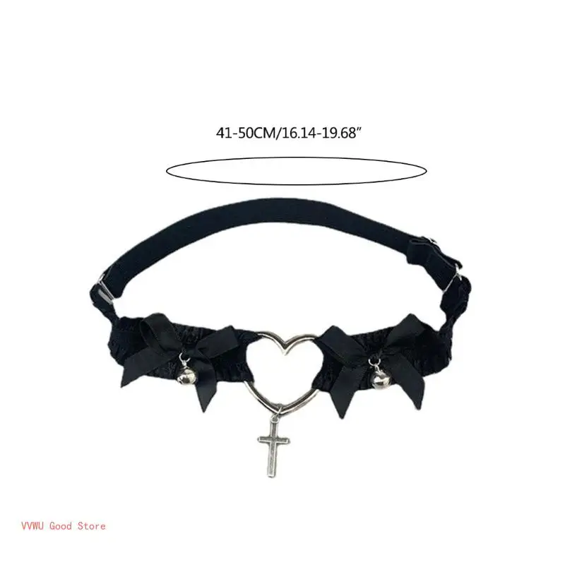 Punk Gothic Lolitas Bellsลูกไม้Chokerสร้อยคอสร้อยคอหวานน่ารักChokerสร้อยคอโบว์ระฆังChokerของขวัญผู้หญิงหญิง