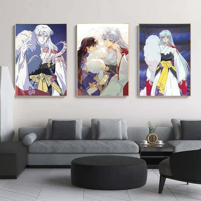 Canvas Painting Inuyasha Sesshomaru Japan Anime Art Wall Printed Poster Bedroom Living Room Home Decor Kids Room Decoration Gift