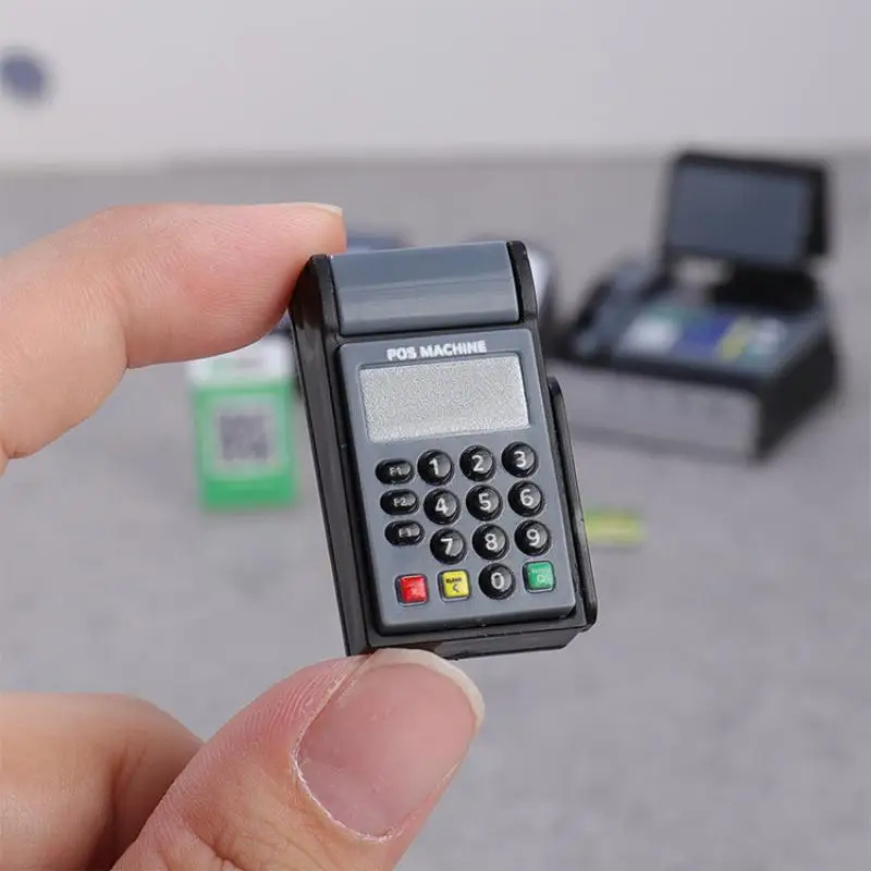 Plastic Collectible Figurines 1 Set Mini Supermarket Cash Register POS Machine Home Indoor Scene Layout Decor Accessories