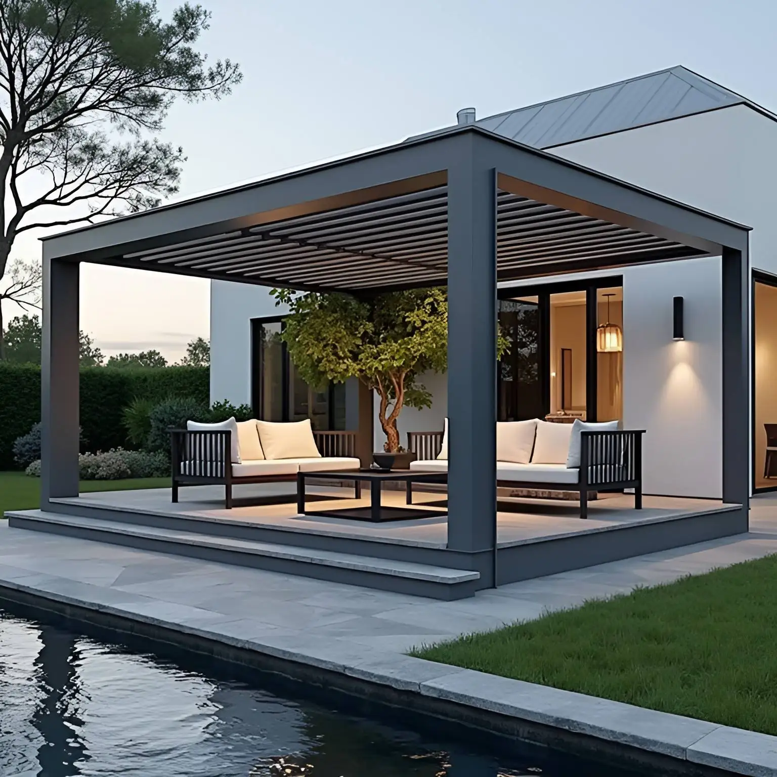 Customizable Aluminum Leisure Pergola Modern Outdoor Gardenstyle Sun Protection and Shade  Gazebo Is Suitable for Gathering