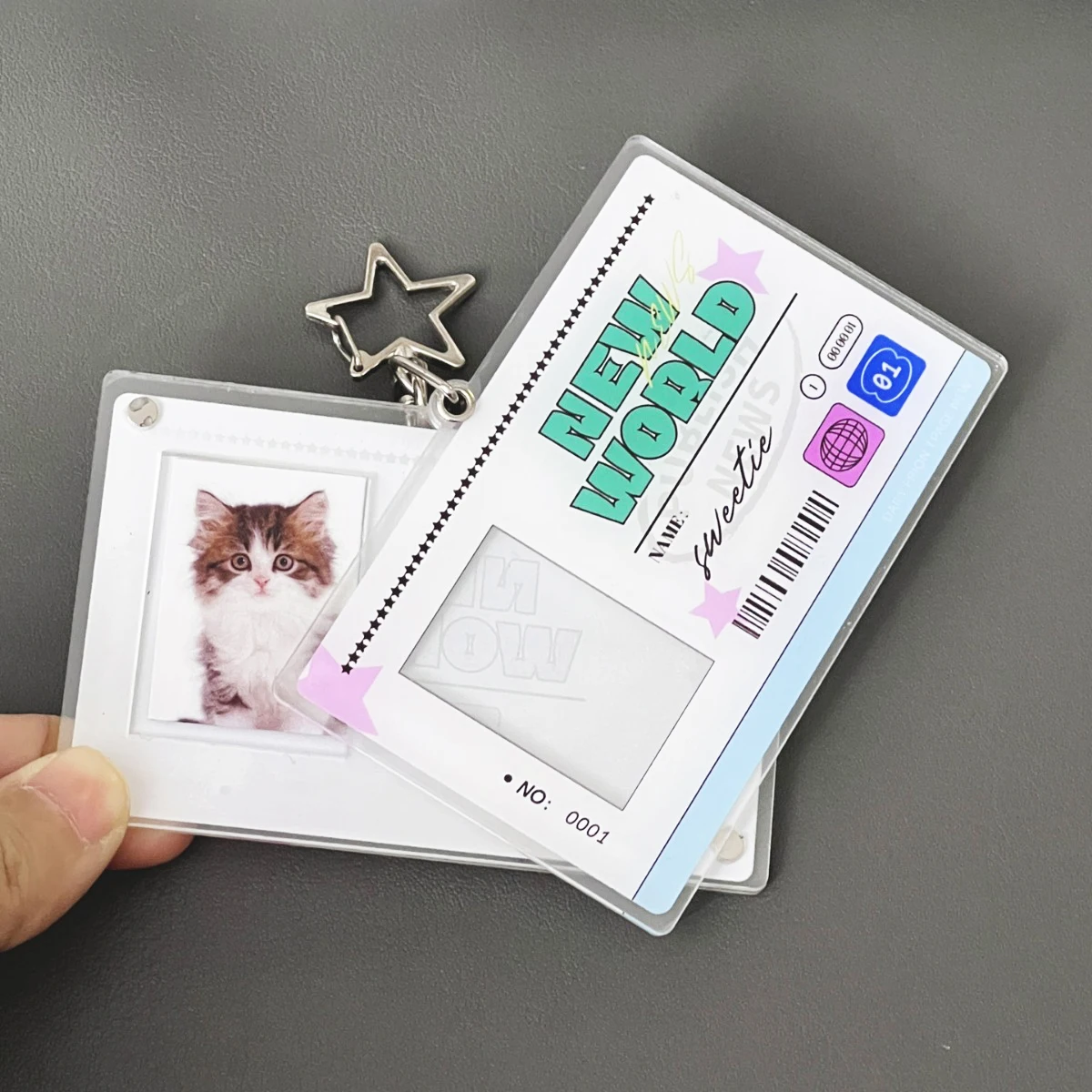 

Transparent ID Acrylic Card Holder 1 inch Photo Cover Pendant Keychain Mini Star Photocard Frame Protective Sleeve Decoration