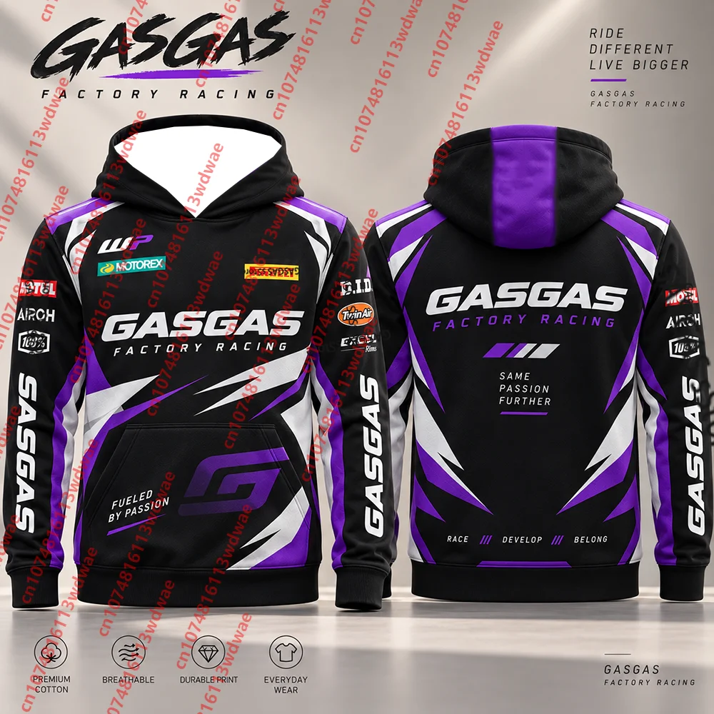 GasGas Racing Men Hoodie Motocross Dirt Bike Sweatshirt  Hooded Pullover Motorbike Outdoor Racing Sports Long Sleeve Streetwear