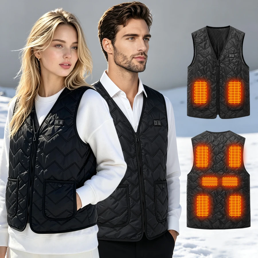 8 Heizzonen USB Elektrisch Beheizte Weste für Männer und Frauen 3-Stufen-Temperaturregelung Unisex Winter Warme Thermoweste für Outdoor-Aktivitäten – Detail 2