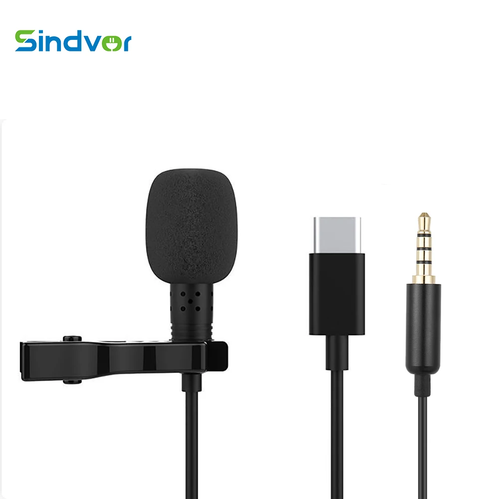 Portable Wired Lavalier Microphone, Mini Condenser, Clip-on Recording, Noise Reduction, iPhone Smartphone, 3.5mm, Type C