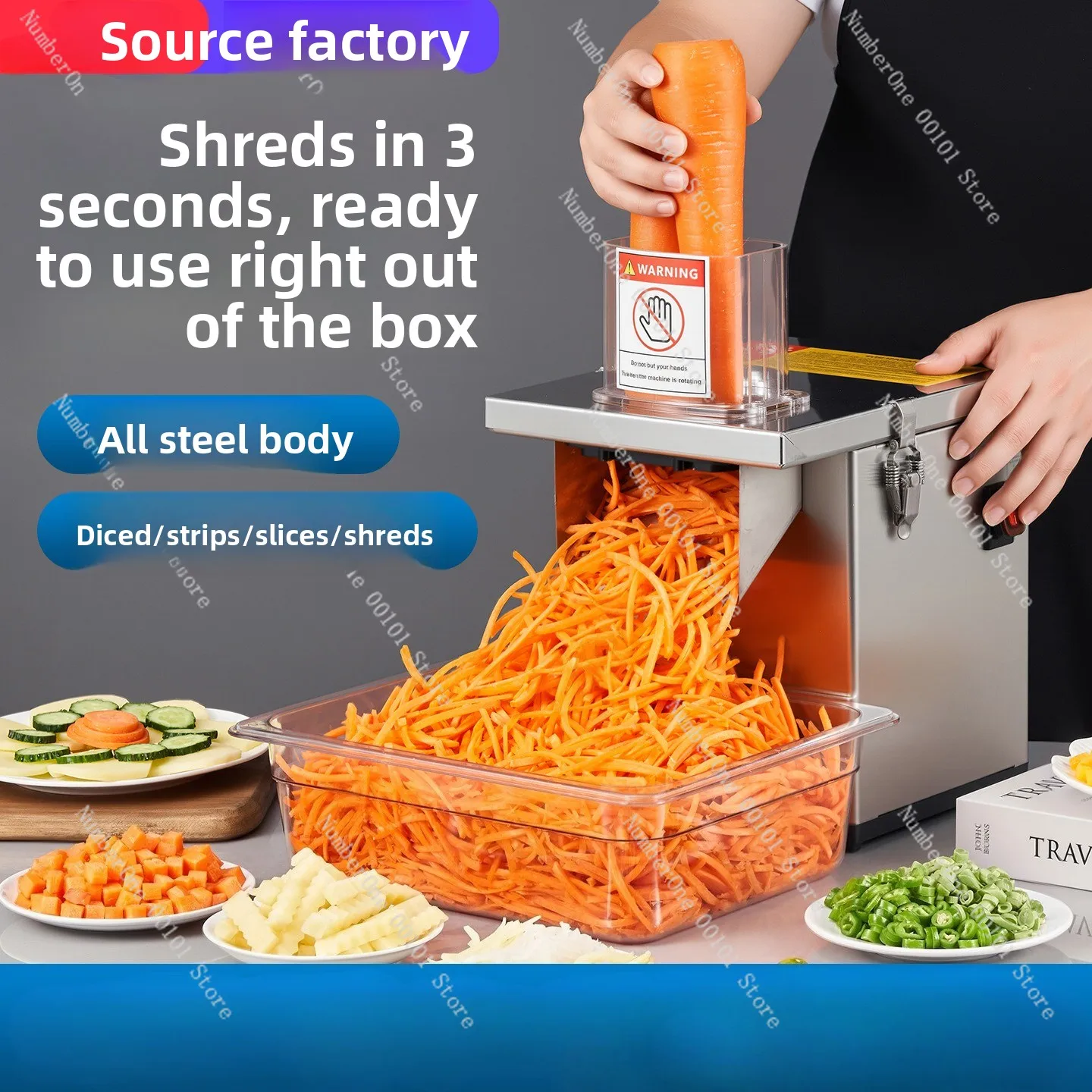 Commercial Dicing Machine for Potatoes, Radishes, Carrots, Onions, Shredding and Slicing Electric Multi-Functional Tool