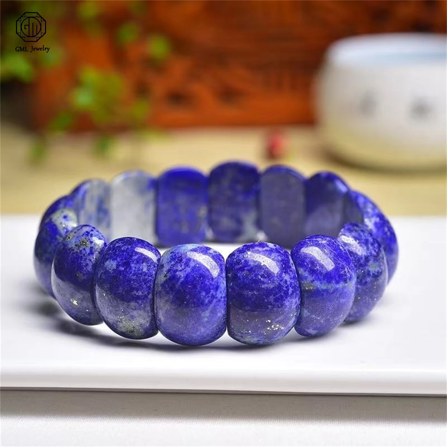 Natural Raw Lapis Lazuli Beaded Bracelet Blue Porcelain Minimalist Versatile Birthday Exquisite Retro Ethnic Style Gift Jewelry