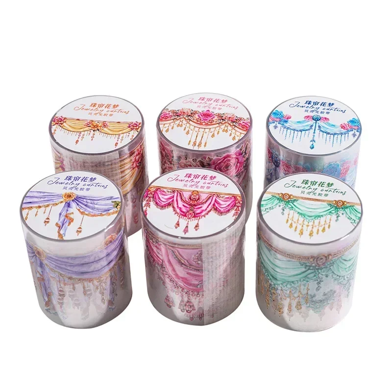 1Roll 2M PET Tape Roll Adhesive aquascape Beaded curtain flower dream Gorgeous handbook material decoration Scrapbook 50mm*2m