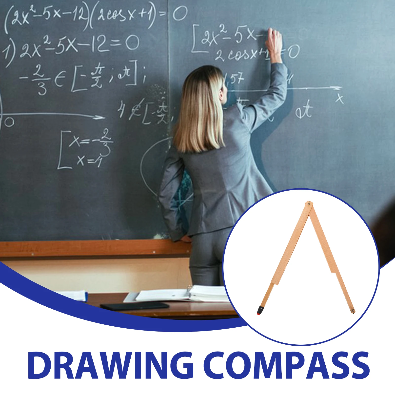 أداة رسم سبورة بيضاء بوصلة سبورة خشبية متعددة الوظائف مساعدة تعليمية هندسة الرياضيات للاستخدام في الفصل الدراسي في الهواء الطلق