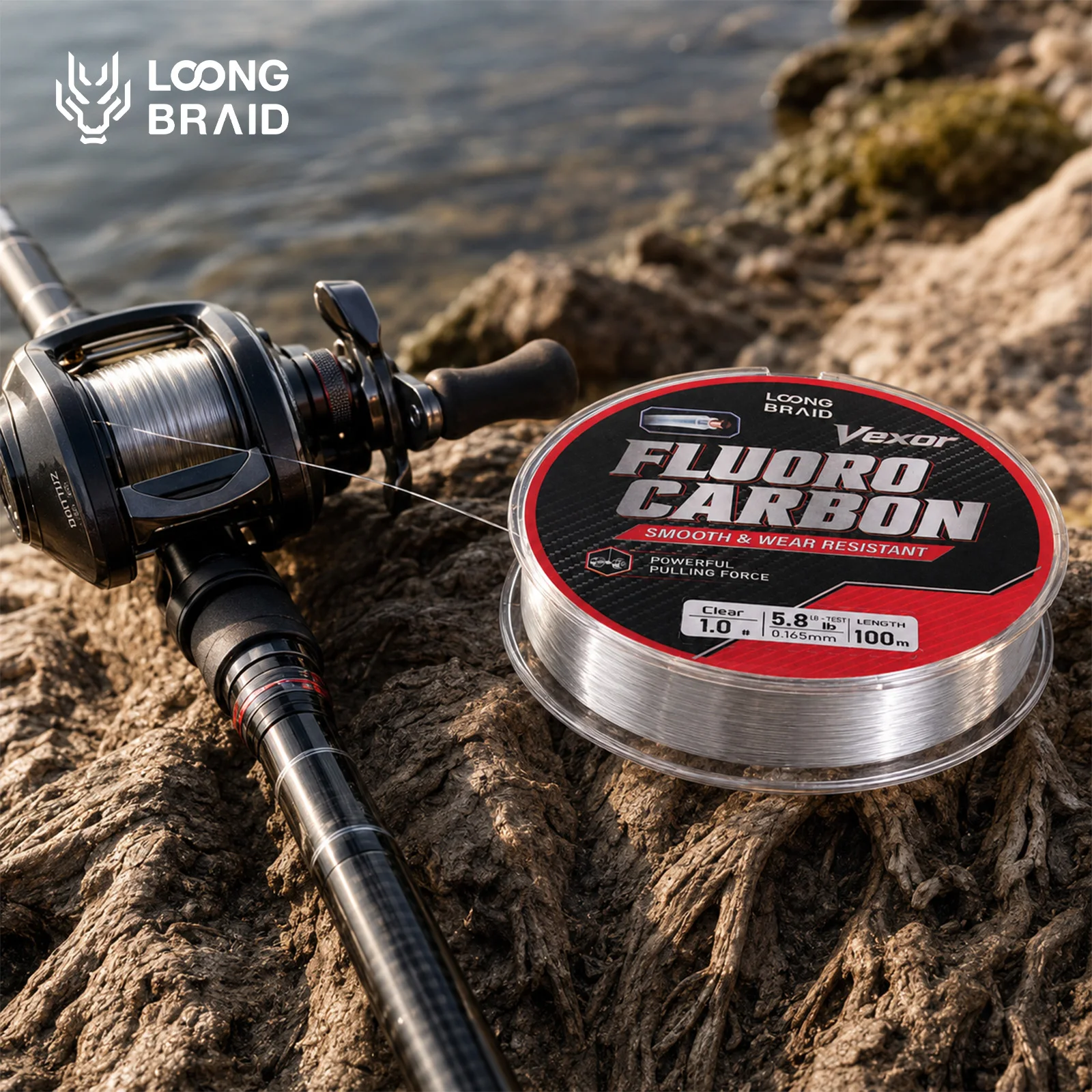 LOONGBRAID 300-500M 328YDS-547YDS Fluorocarbon-beschichtete Angelschnur Schneller Sinkende Vorfachschnur 0.8 # -7.0 # für das Meeresangeln mit Ködern – Detail 8