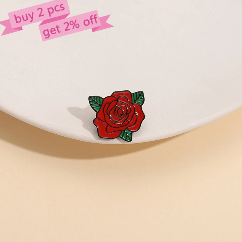 Alfileres de esmalte de rosa roja, broches de flores personalizados, insignias de solapa, joyería Floral de plantas, regalo para el día de la madre para niños y amigos