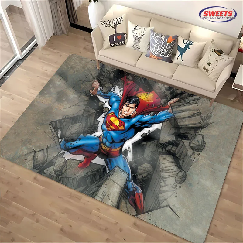 NO.1 Classic DC Superman Carpet Living Room Bedroom Bed Mat, Comfortable Non-slip Rug, Modern Simple Style, Durable Washable Rug