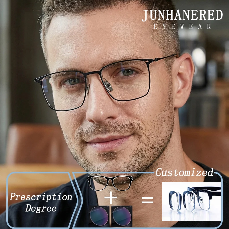 Aerospace-grade Commercial Pure Titanium Frame Prescription Glasses Photochromic Anti Blue Light Presbyopic Short Sight Eyewear