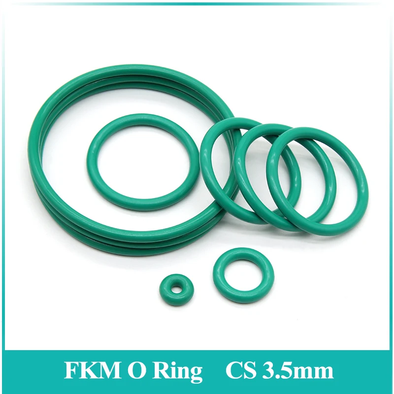 

10/50Pcs Green FKM O Ring CS3.5mm OD10~155mm Sealing Gasket Insulation Oil Resistant High Temperature Resistance Fluorine Rubber