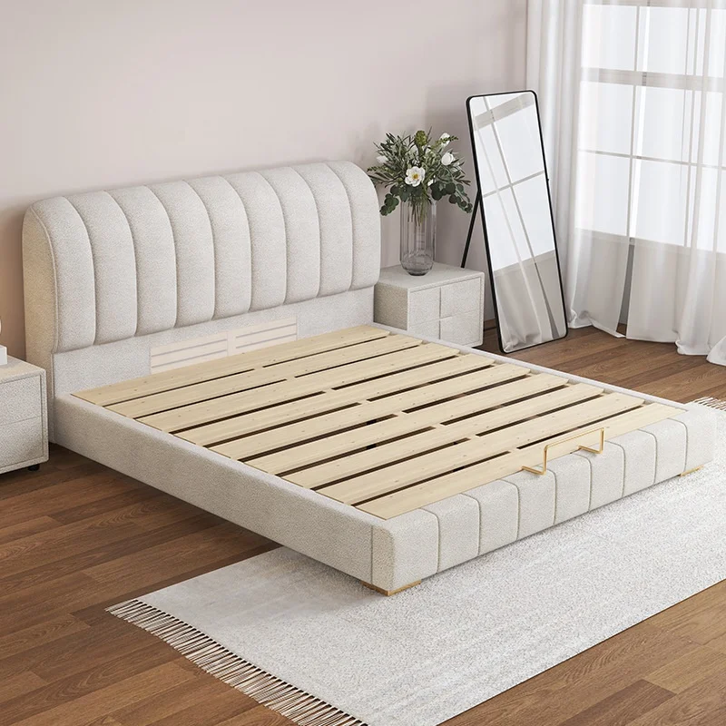 Fashion Sleeping Furniture Modern Design Popular Luxury Double Decker Queen Bed Frame King Size Wooden Up-holstered Beds view 2