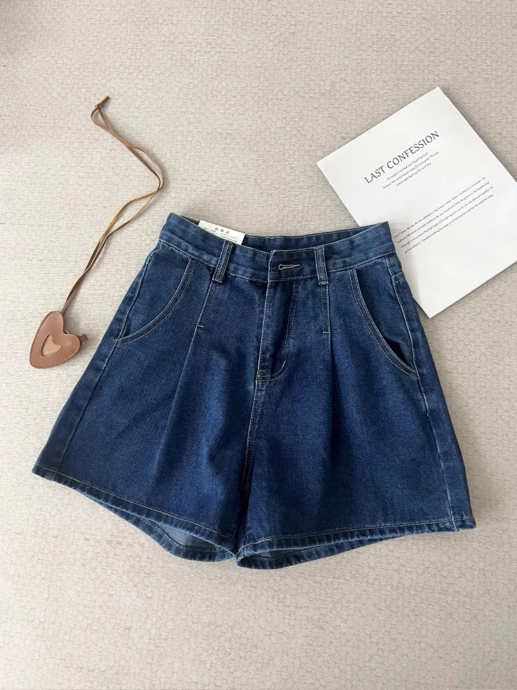 

High Waist Denim orts Women Summer Loose Slimming Retro Spicy Girl Wide Leg Pants Casual Waed Stand Fit Jeans orts