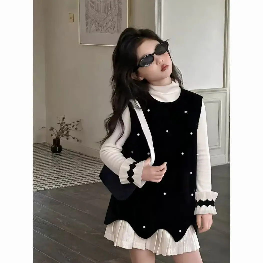 Girls' Dress Children's Spring And Autumn Princess Dress 2026 New Style Super Beautiful Dress Fashionable Vest Dress