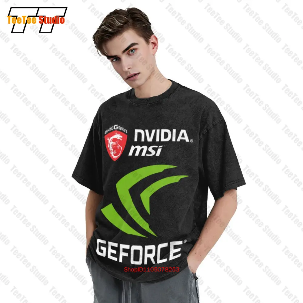 تي شيرت Nvidia Gforce Msi Gaming Vintage بأكمام قصيرة 306Z
