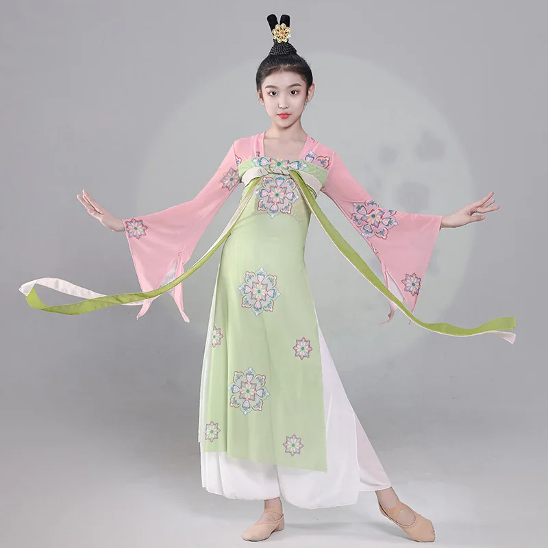 เสื้อผ้าเต้นรําคลาสสิกสําหรับสาว Han และ Tang เครื่องแต่งกาย Elegant พื้นบ้านเต้นรําเสื้อผ้าพัดลมเต้นรําเสื้อผ้า