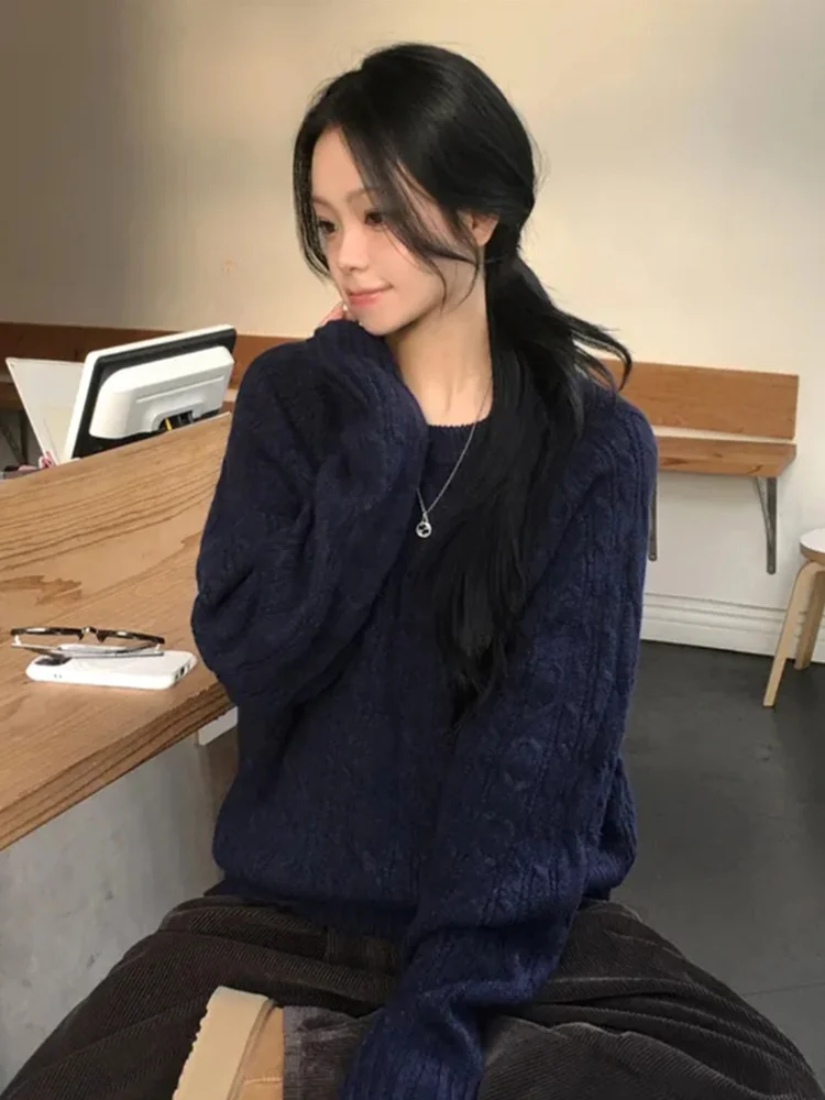 Pull tricoté ample coréen pour femme, vêtement d'extérieur, paresseux, Turtlene, Long, fil doux, automne hiver