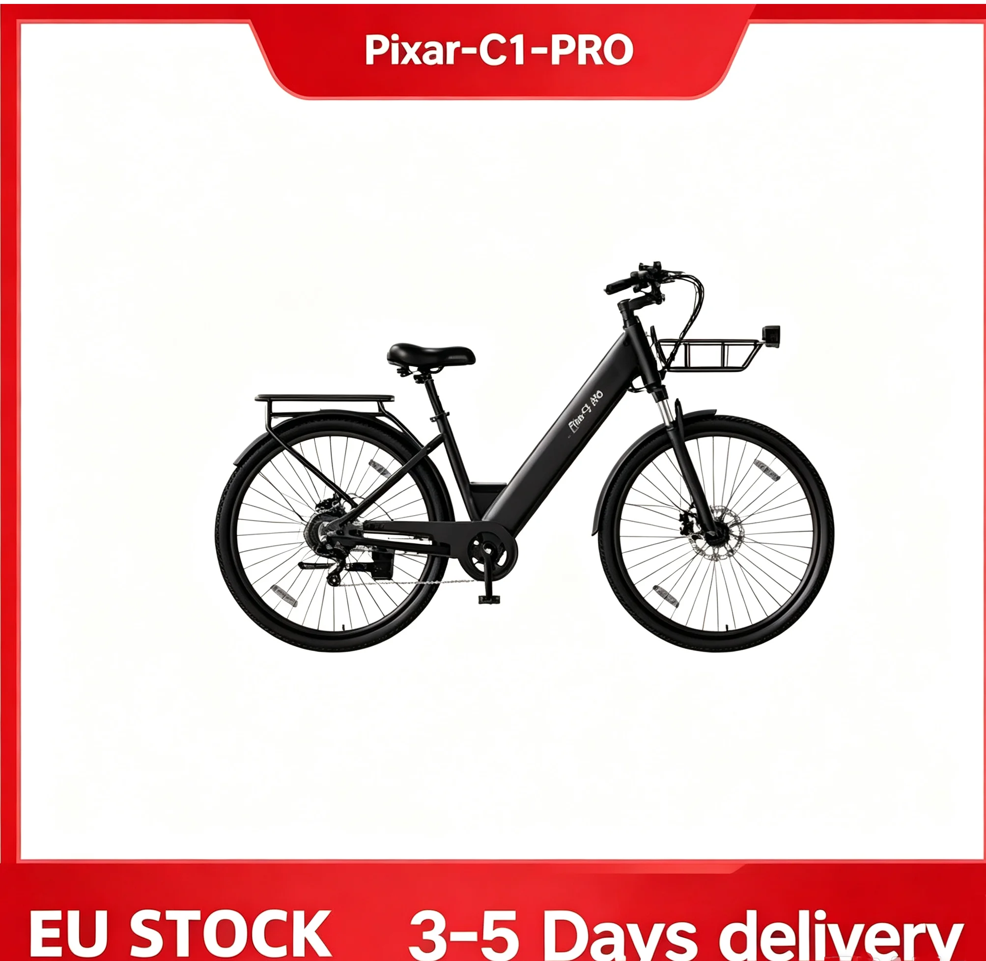 Bicicletta elettrica urbana Pixar C1 Pro per adulti, 36V, batteria rimovibile da 18Ah, motore da 250W, freni a disco idraulici, display LCD intelligente.