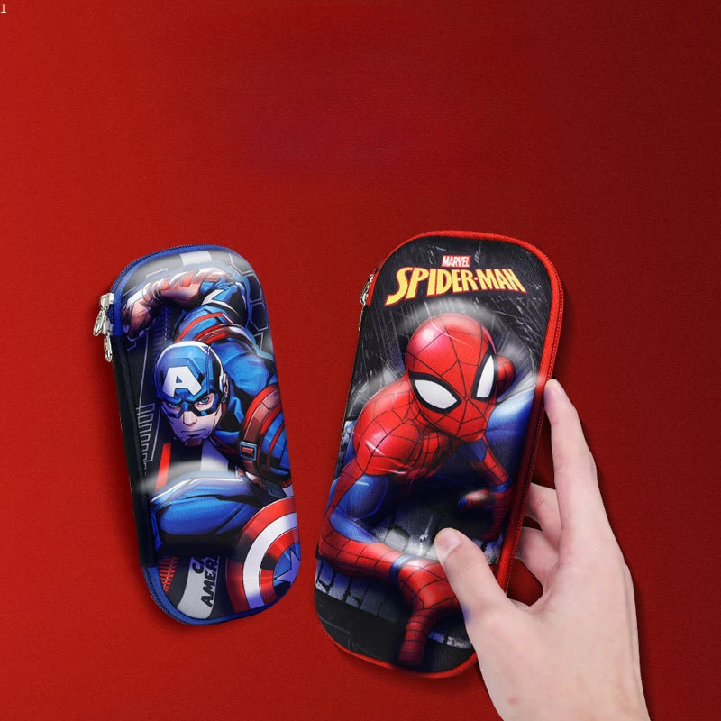 

Marvel Iron Man Pencil Case 3D Anime Figures Cartoon Spider-Man Captain American Personalized Stationery Children Birthday Gift