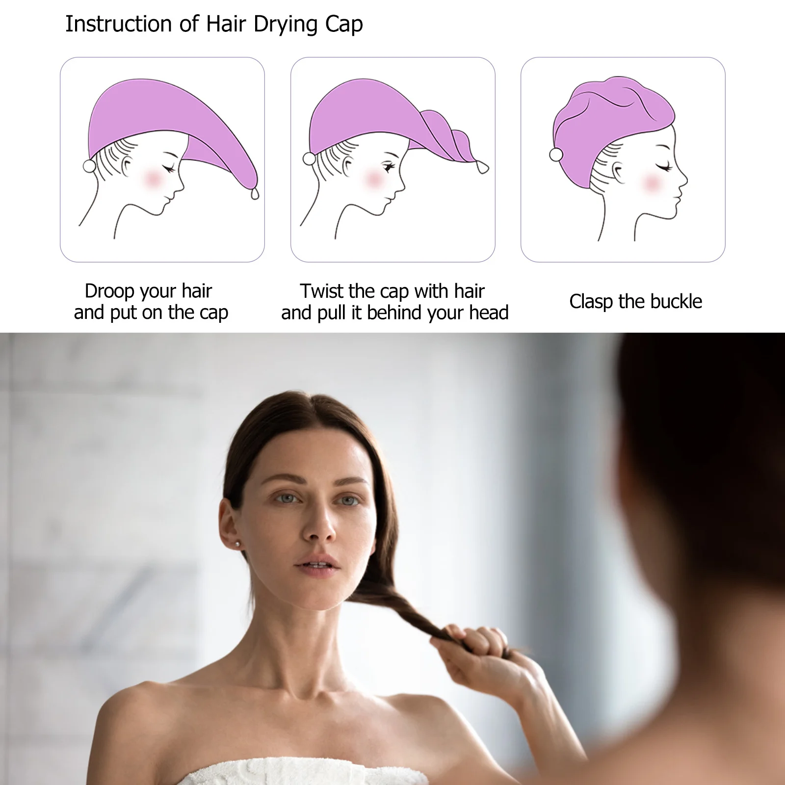 

3Pcs Fast Drying Hair Towel Wrap Anti Frizz Damage Protection for Long Curly Straight Perm Dyed Hair Hair-Drying Hat