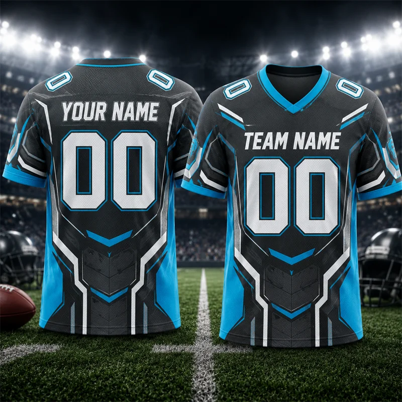 Fashion Custom Football Jersey For Men Custom Name Team Name Number V Neck Rugby T Shirts Loose Quick Dry Sports Team Uniforms