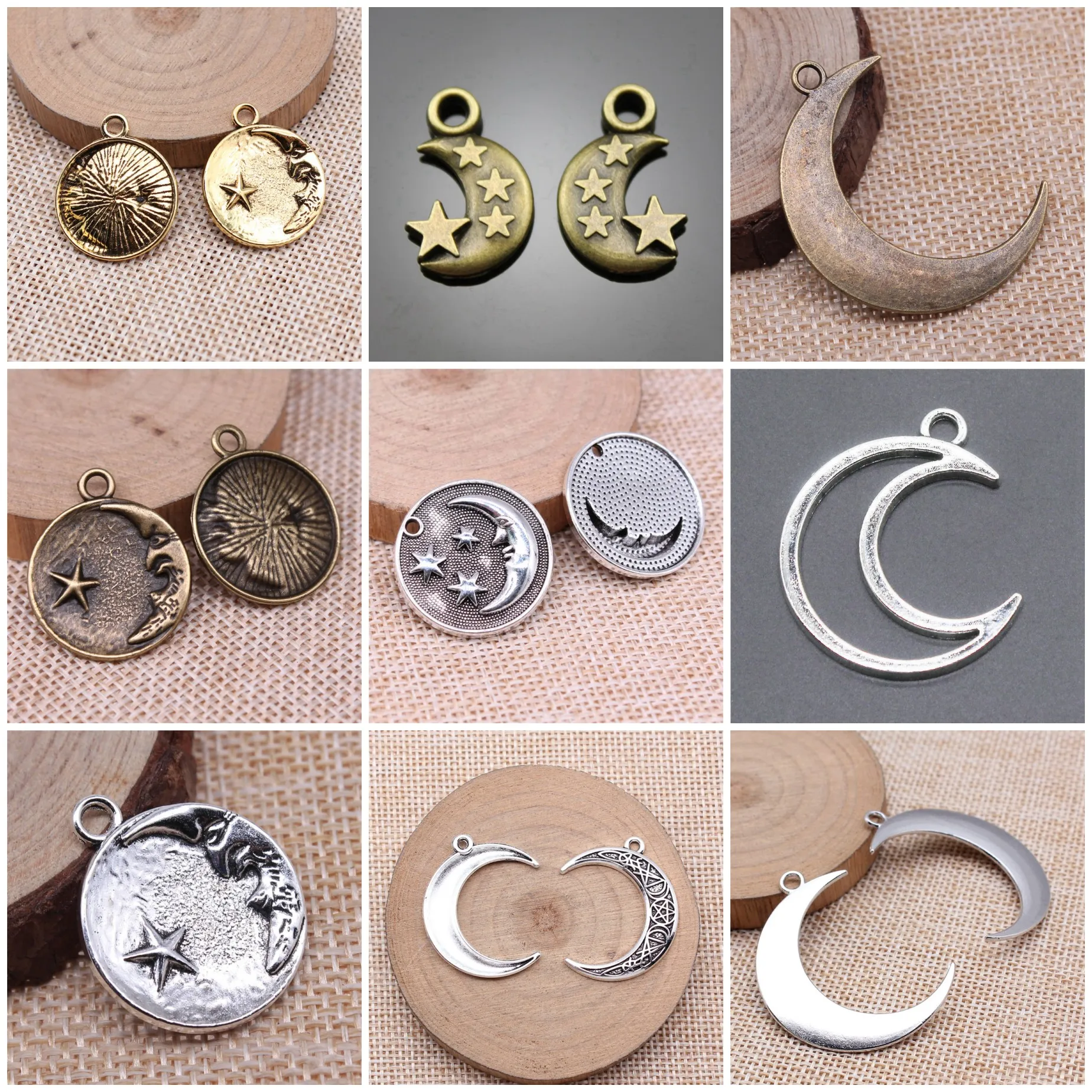 Angel Moon Matching Pair Charms Pendant Couple Jewelry Set Pendant Charms For Keychain Earring Necklace Jewelry Accessories
