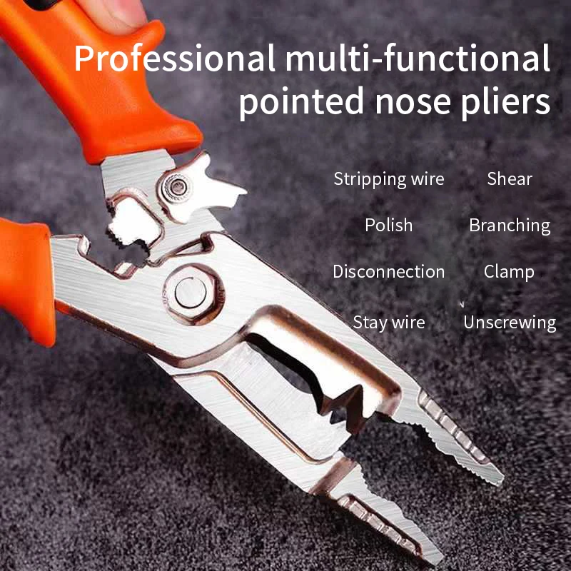 9-in-1 universal wire stripping pliers for breaking, twisting, unloading, pulling, polishing, cutting, clamping, and peeling, pr