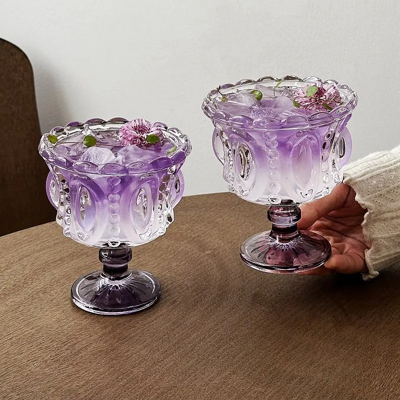 1pcs A Niche Retro Relief Champagne Glass with High Aesthetic Value A Vintage Slightly Tipsy Wine Glass and A Red Wine Cup