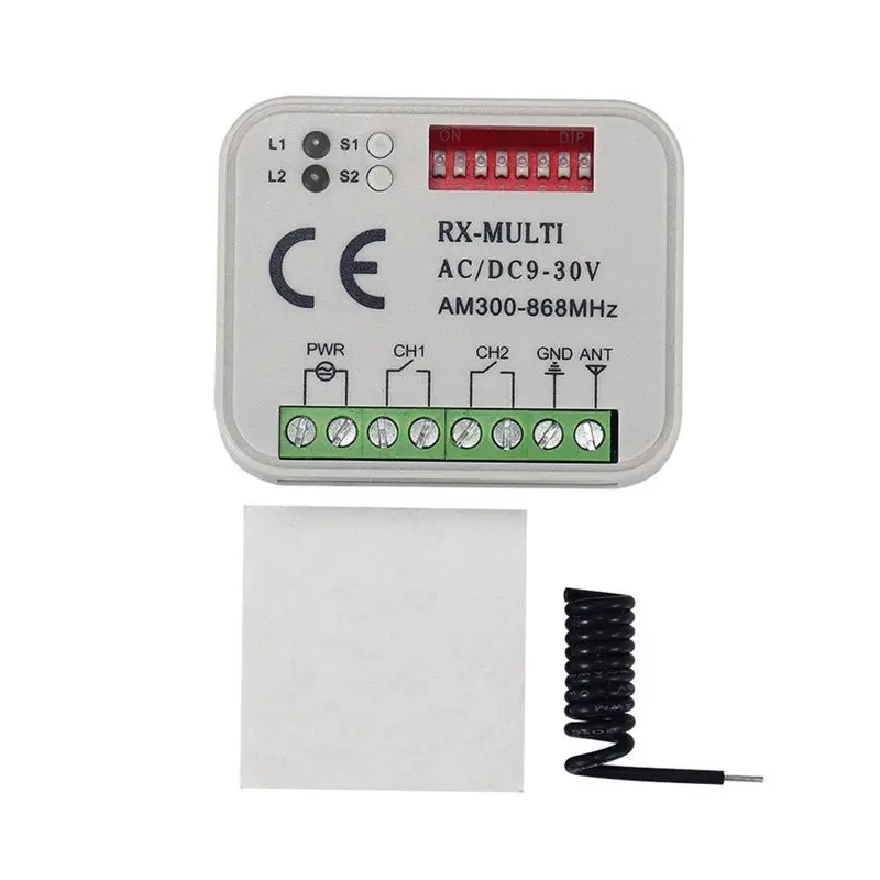 A41Z-Remote Control Switch Receiver 300-868Mhz Receiver Universal AC/DC 9-30V For Garage Door Control Garage Switch