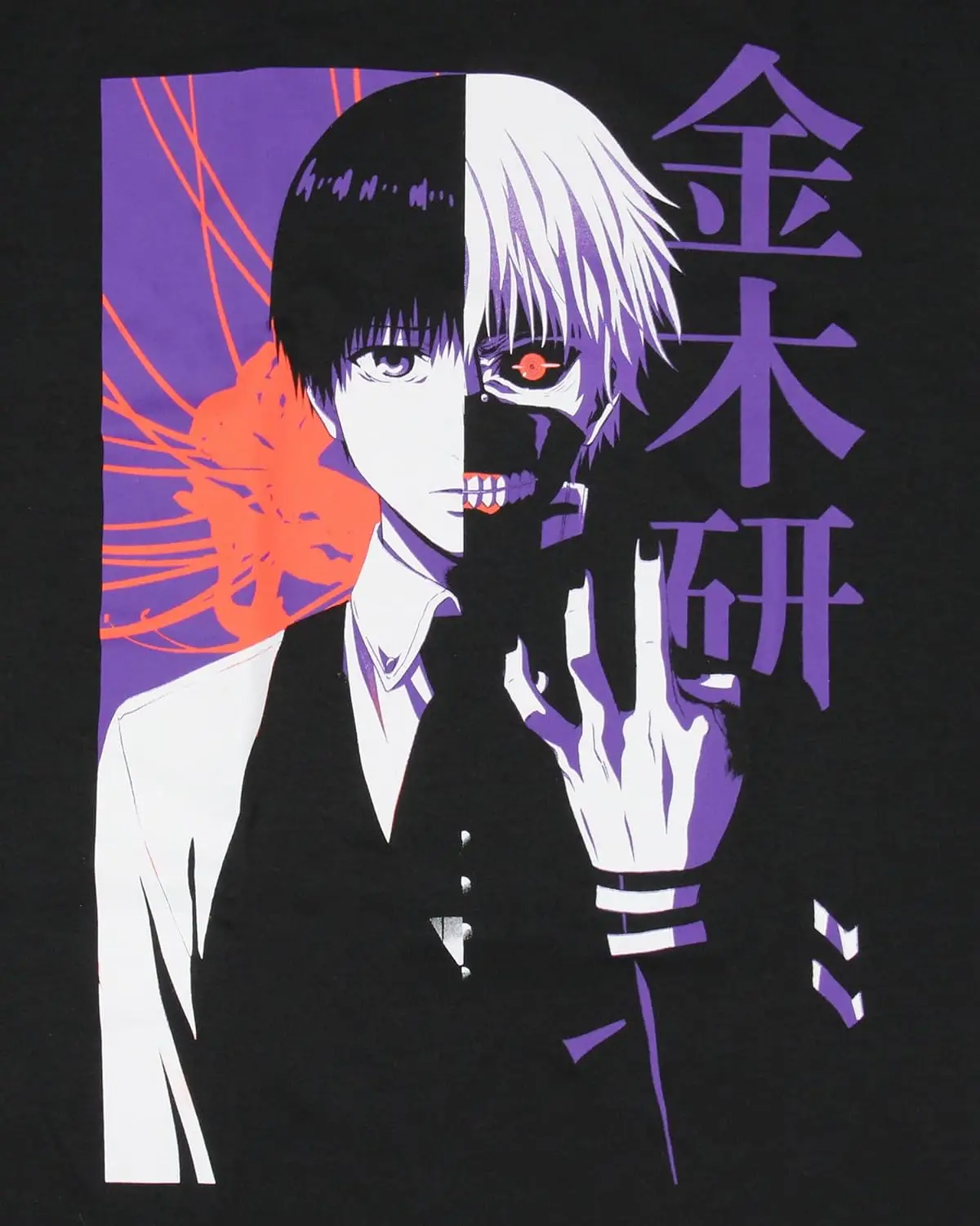 Casual Streetwear Tokyo Ghoul Character Men's Black T-Shirt