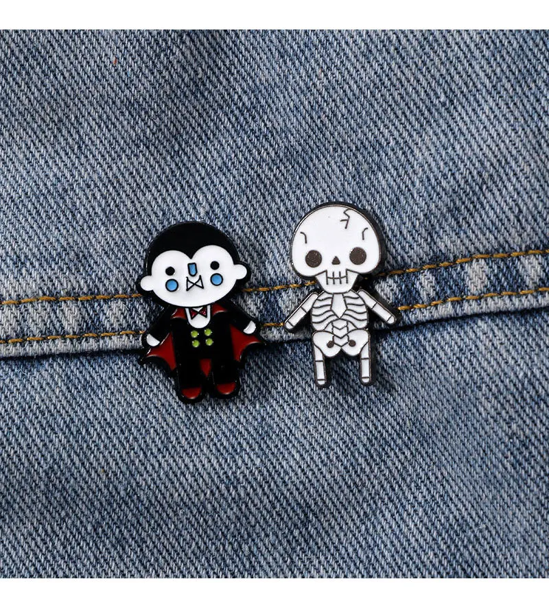Heye 할로윈 뱀파이어와 해골 호러 브로치 배지 (옷, 모자, 가방, 배낭, 액세서리 및 선물용)