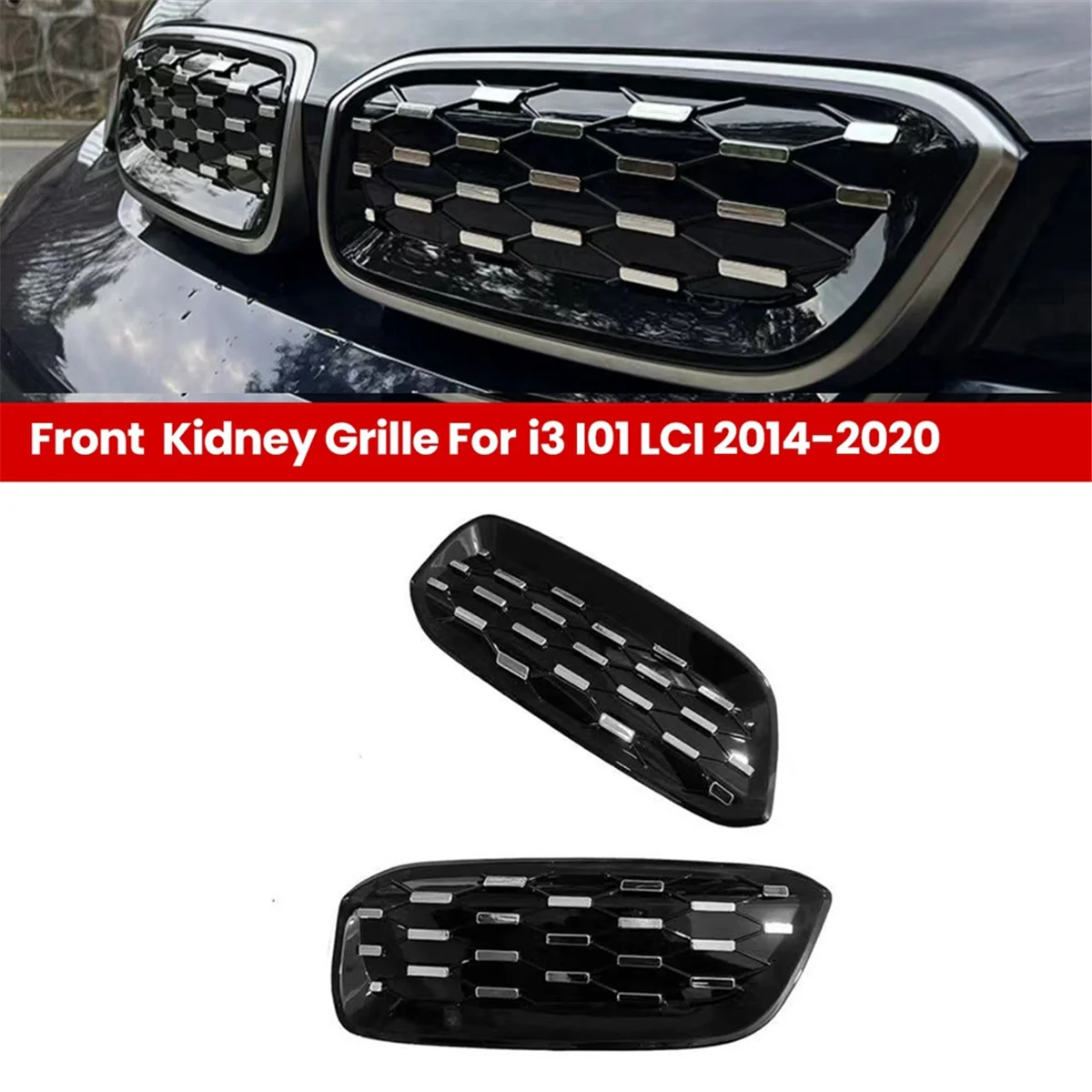 ABZV-Penutup Jaring Kisi Bumper Depan Mobil untuk BMW I3 I01 LCI 2014-2020