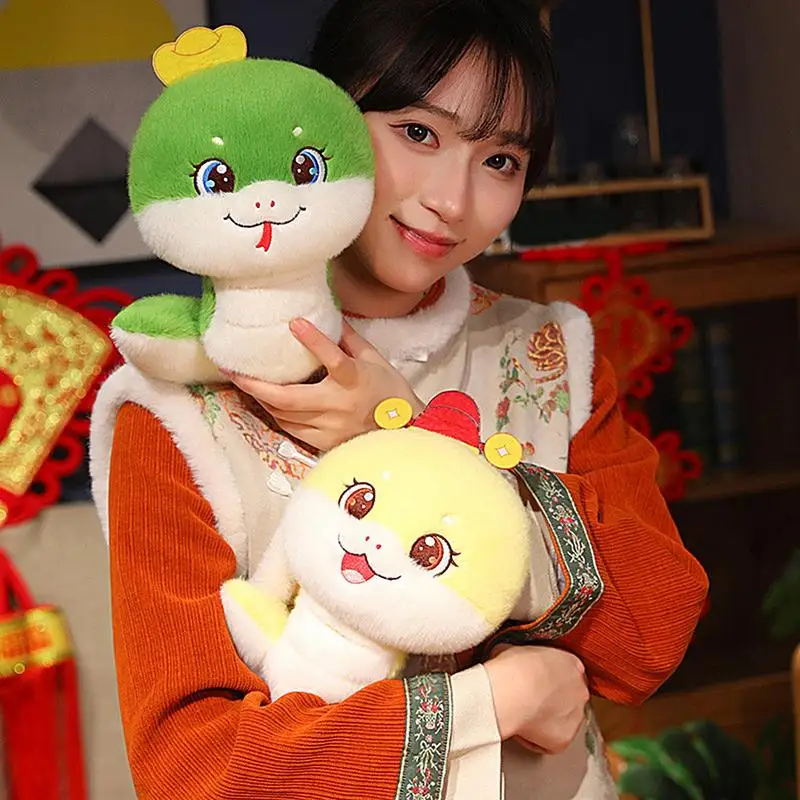 2025 Year of the Snake Mascot Doll Cartoon Chinese Mascot Snake Stuffed Doll Zodiac Snake Doll Fortune Snake Gift Plush Toy