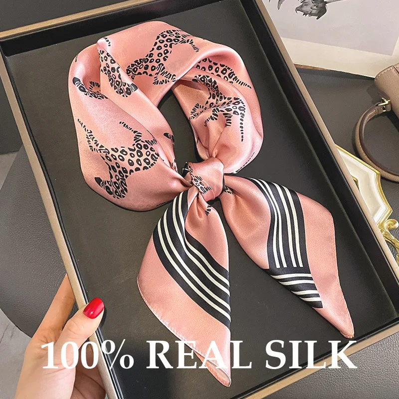 

New 100% Natural Real Silk Scarf Fashion for Women Shawl Kerchief Pashmina Foulard Femme 65cm Square Scarf Bandana Hijab Scarves
