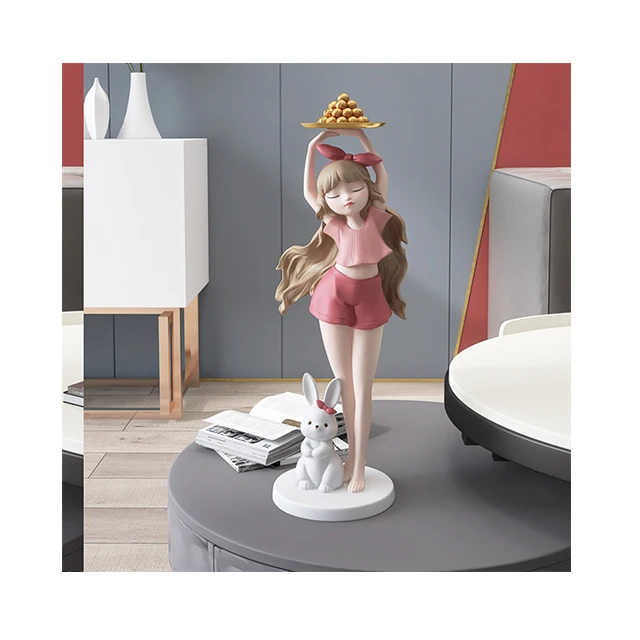 

Hot sale Large Storage Ornaments Sculpture Girl Resin Crafts Home Decoration Housewarming Gifts