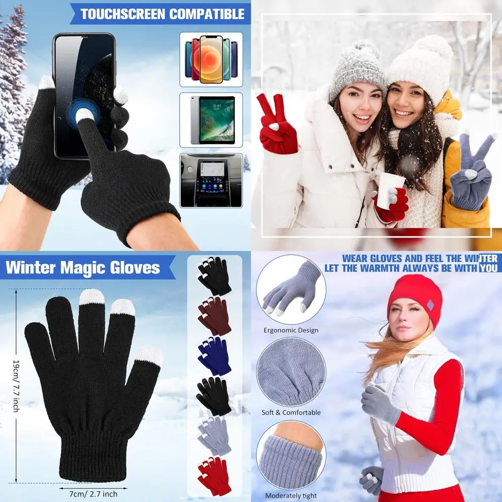 

Yahenda 80 Pairs Winter Gloves 6 Colors Warm Touchscreen Gloves Stretchy Knit Gloves Christian Charity Donation Supplies