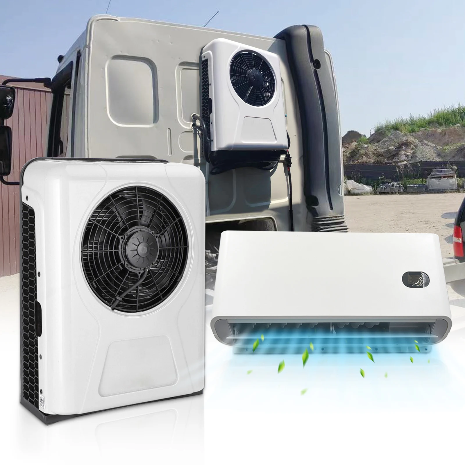 Treeligo 10500BTU Car Electric Parking Fast Cooling Air Conditioner 12V/24V Split Air AC Unit for Truck Caravan Camper Van RV
