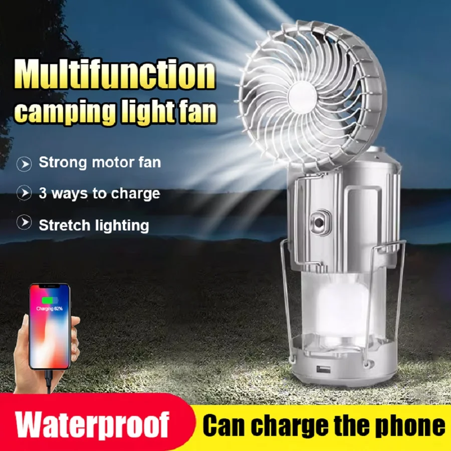 

Портативный солнечный фонарь для кемпинга с вентилятором, солнечная зарядка, подвесная лампа для палатки, перезаряжаемый кемпинговый фонарик, мощный ручной фонарь