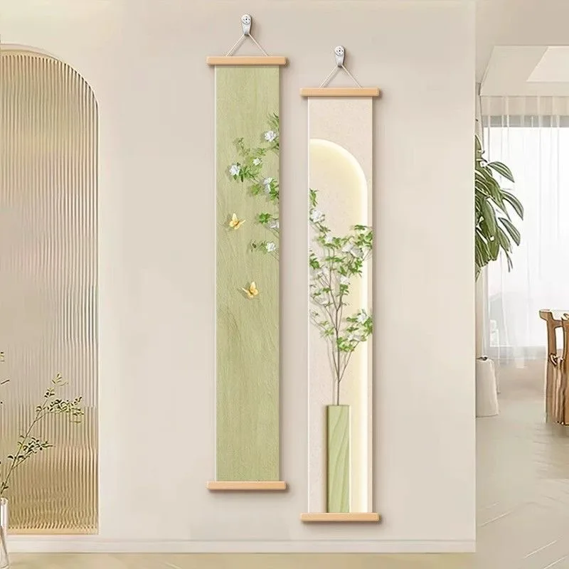 INS Nodic Style Green Bamboo Scroll Wall Paintings Room Decor Aesthetic Poster Home Office Decoration Picture