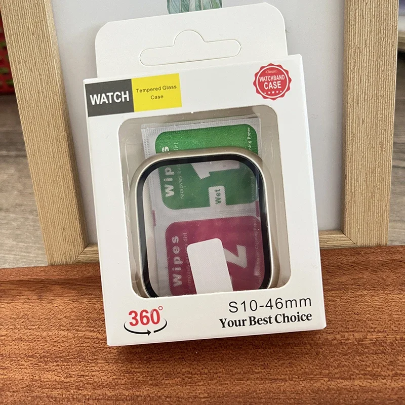 الزجاج المقسى + حافظة لساعة أبل 11 10 46 مللي متر 42 مللي متر حامي الشاشة غطاء iWatch 9 8 7 6 5 SE 45 مللي متر 41 مللي متر 40 مللي متر 38 مللي متر 44 مللي متر قذيفة #3