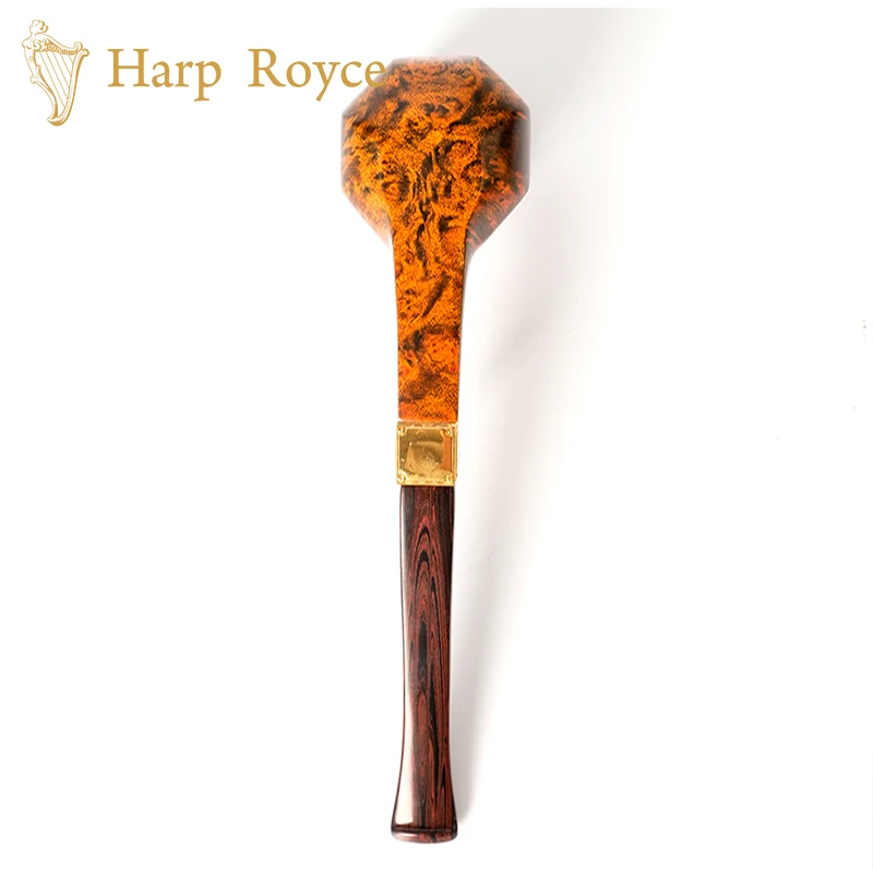 Harp Royce briar tobacco pipe ，hand pipe polyhedral pipe bowl  square handle， silver standing mark ，vulcanize rubber pipe mouth