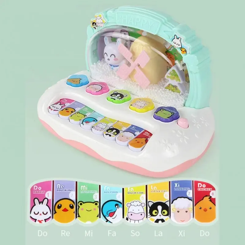 Baby Music Piano Toy, Instrumento Musical com Luzes, Crianças, Aprendizagem Precoce, Teclado Animal, Presente para Meninos e Meninas