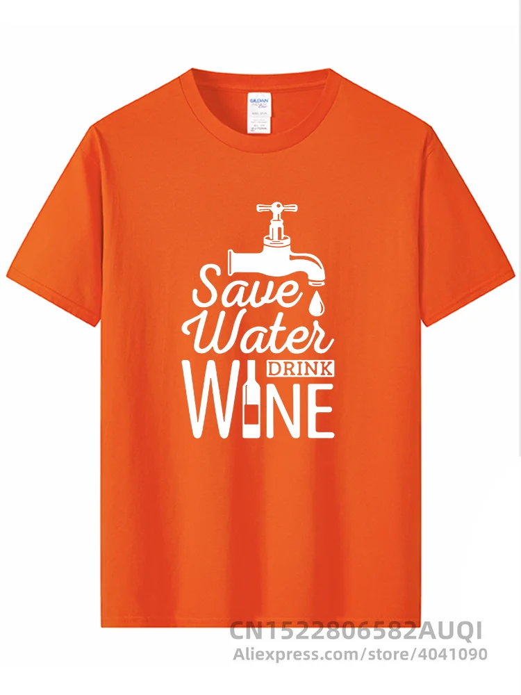 Save Water Drink Wine Printed T Shirt Men Casual Short Sleeve T-shirts Summer New Style Hipster Funny Cotton Tops Tees