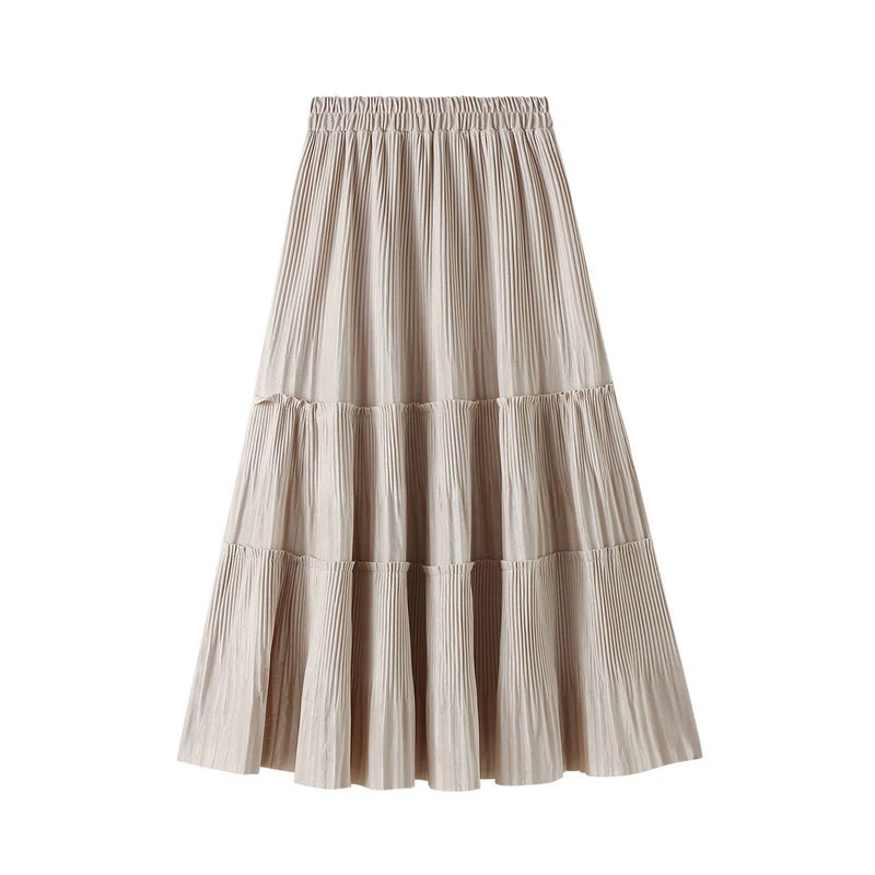 OHRYIYIE Solid Color Vintage Long Velvet Pleated Skirt Women 2024 New Autumn Winter Fashion Lady High Waist A Line Skirt Female